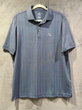 Rhoback Polo Men’s Large Houndstooth Blue White Short Sleeve Golf Tennis Casual